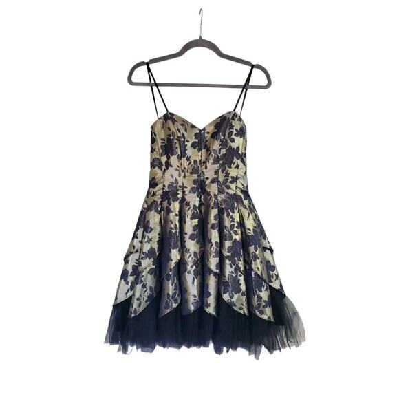 Roberta Dresses & Skirts - Vintage Rare Roberta Cocktail Dress Black Gold Layered Skirt 80's, Size 5/6